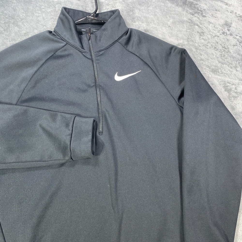 Nike Dri-FIT Sweatshirt Men Small Black Long Sleeve Fleece Run Active Mock Neck